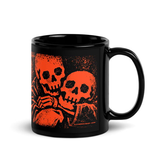 Rest in Pressure black BJJ Halloween mug, handle on right